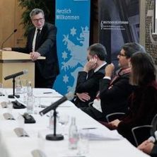 Podiumsgäste bei Justiz im Dialog mit DBR-Vorsitzenden Jens Gnisa Nov. 2018 in Berlin
